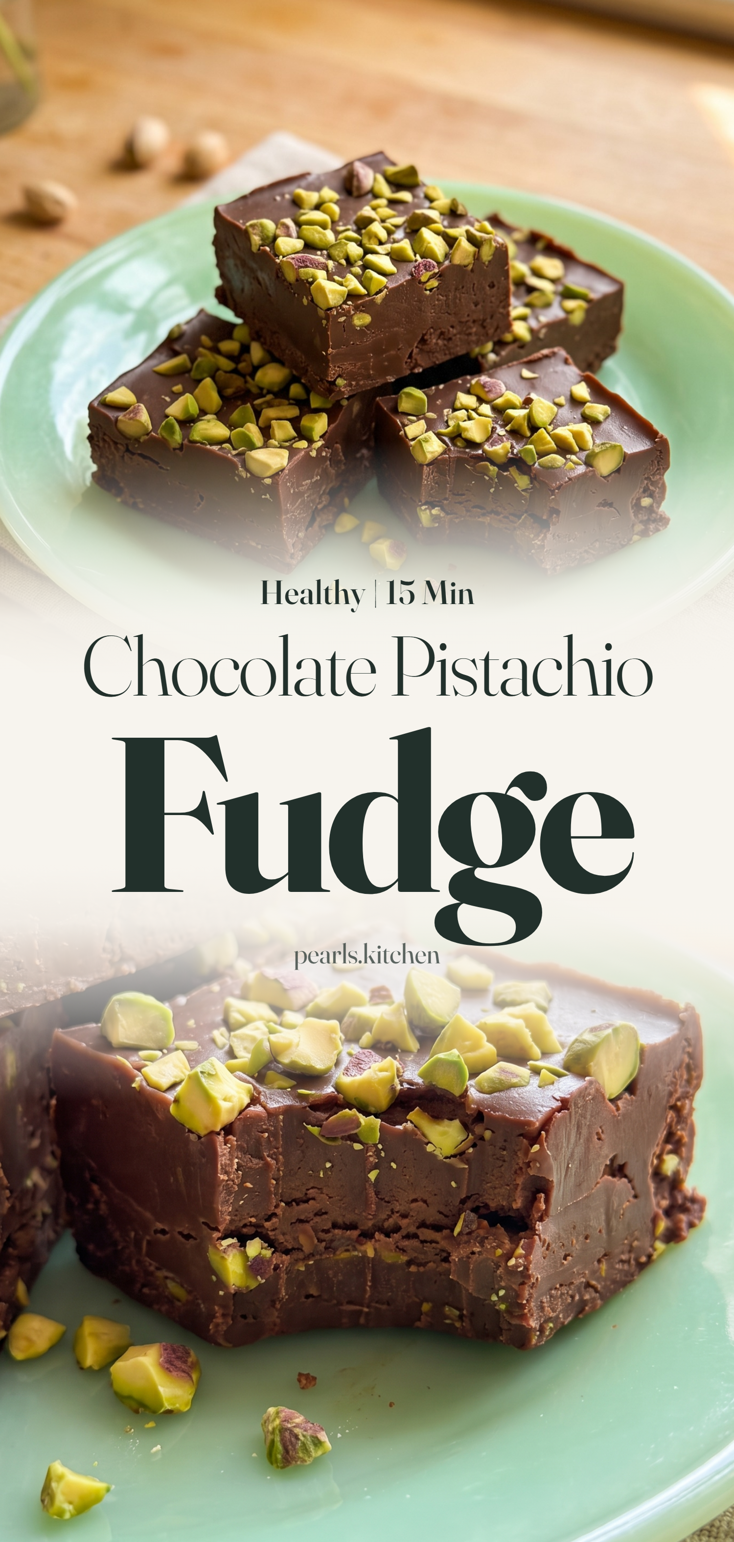 Chocolate Pistachio Fudge - pin this recipe