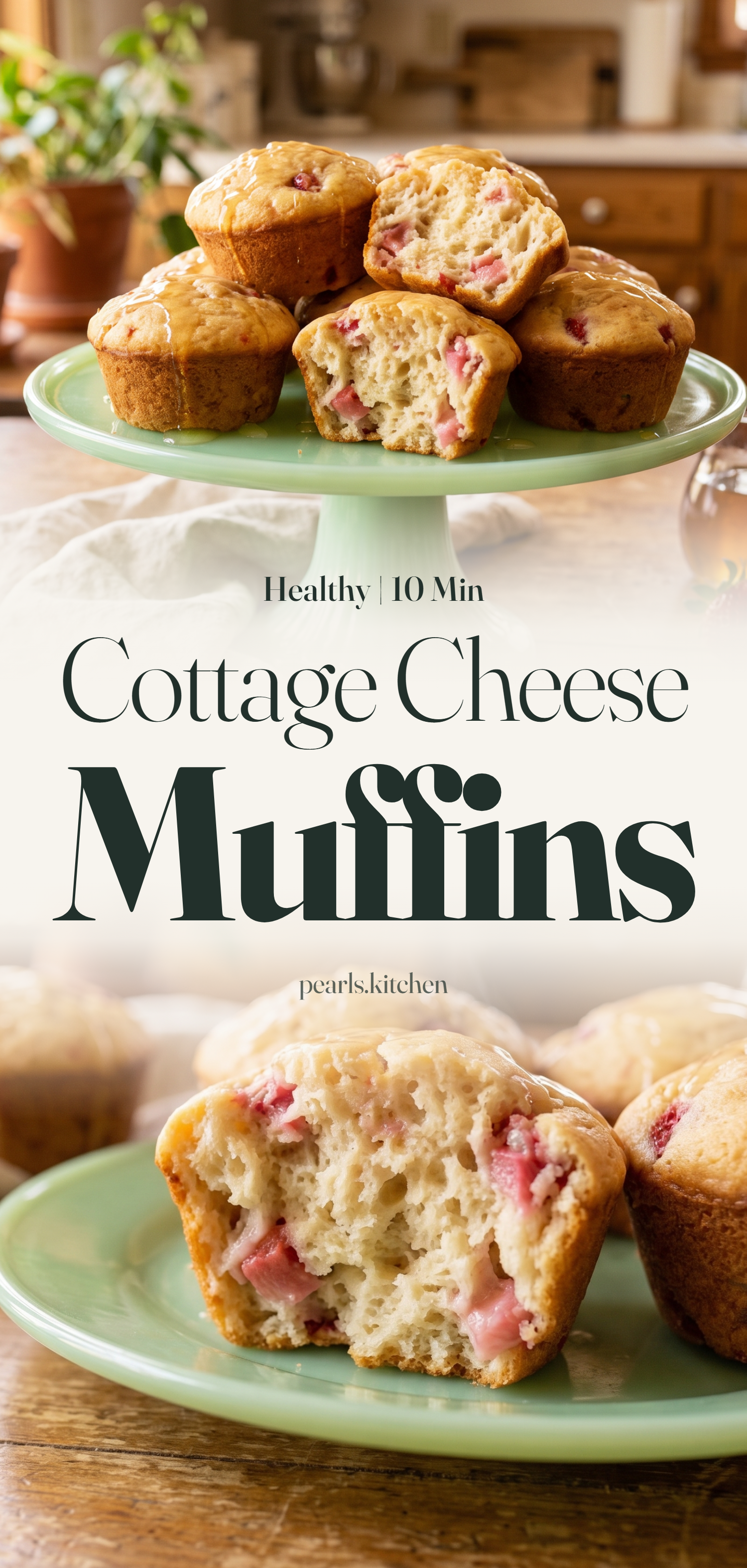 Cottage Cheese Strawberry Pancake Muffins - pin this recipe